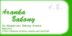 aranka bakony business card